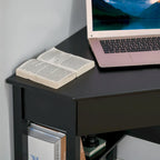 Bureau d'angle HOMCOM, bureau d'ordinateur triangulaire avec tiroir et étagères de rangement pour petit espace