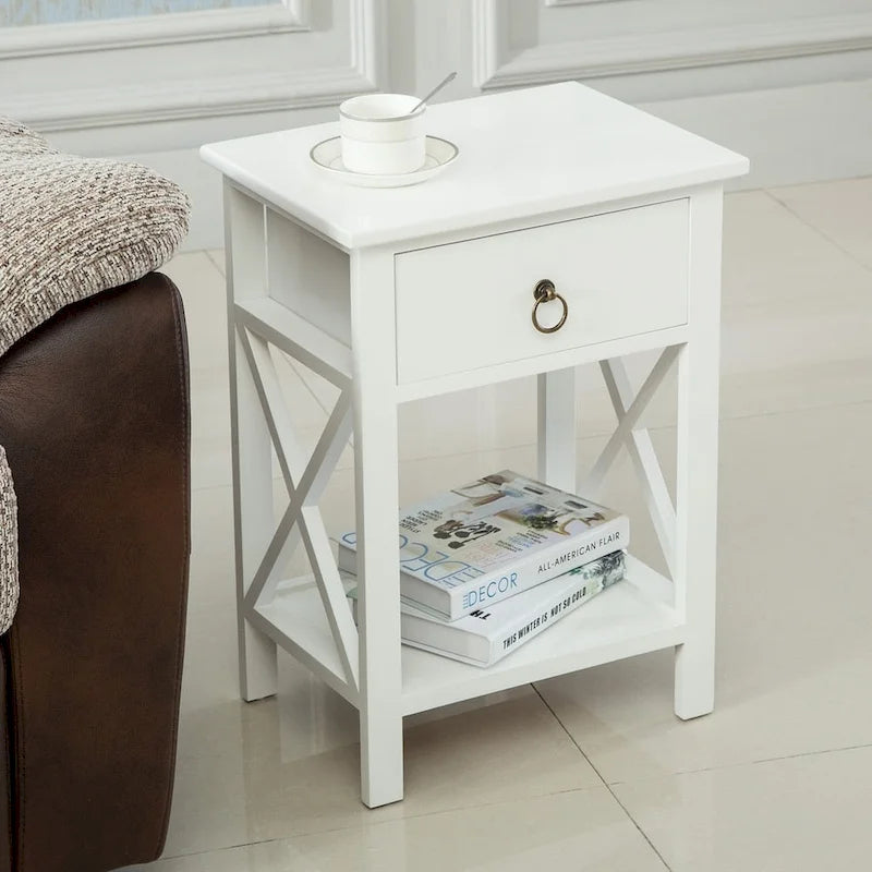   Vore Wood X-base 1-drawer Storage Nightstand