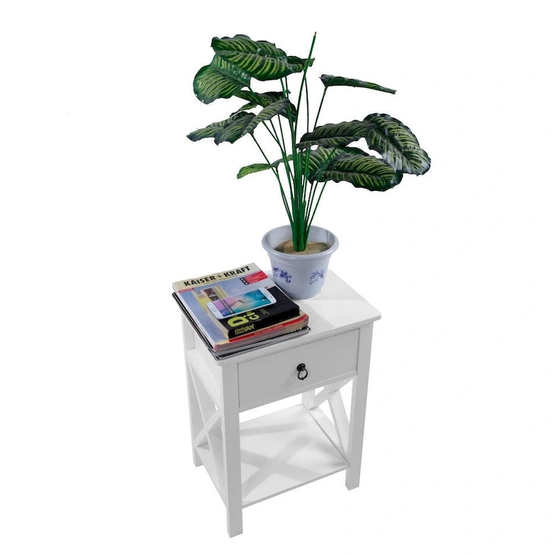 Table de chevet Vore Wood X-base avec 1 tiroir