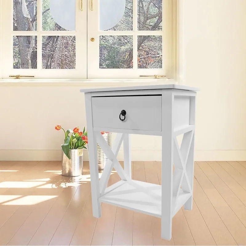 Table de chevet Vore Wood X-base avec 1 tiroir