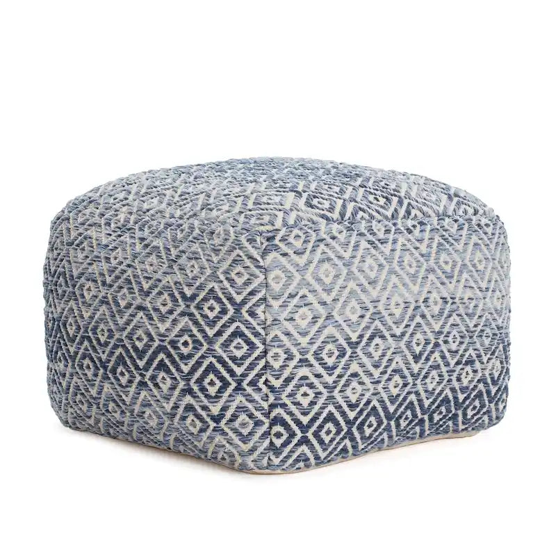 Pouf ottoman carré marron Jani Rhombus 22 pouces - Repose-pieds fait main pour salon, chambre, chambre d'enfant, chambre de bébé