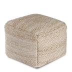 Pouf ottoman carré marron Jani Rhombus 22 pouces - Repose-pieds fait main pour salon, chambre, chambre d'enfant, chambre de bébé