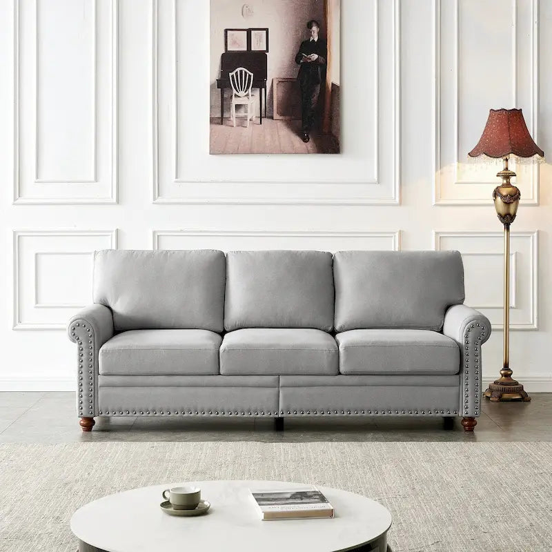 Canapé capitonné avec rangement | Beige et gris | 1/2/3 places