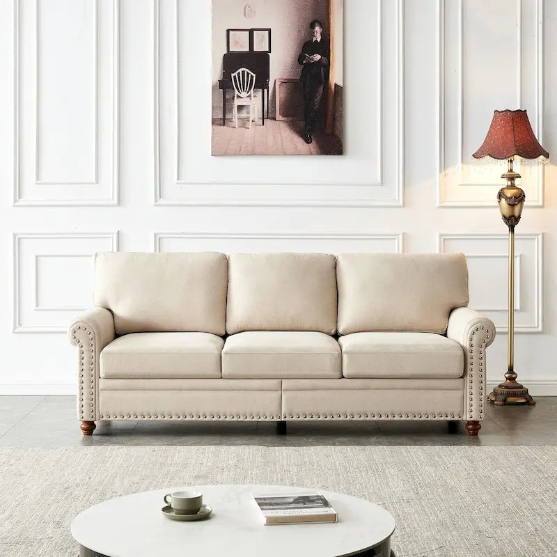 Canapé capitonné avec rangement | Beige et gris | 1/2/3 places