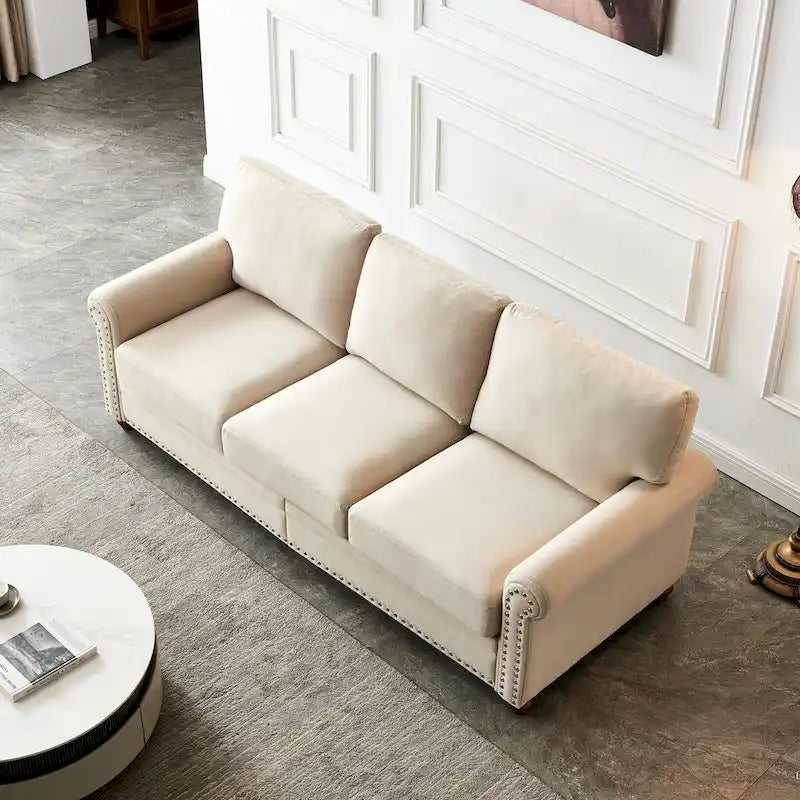 Canapé capitonné avec rangement | Beige et gris | 1/2/3 places