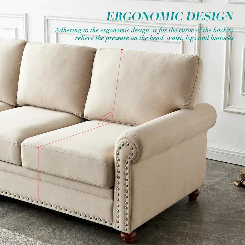 Canapé capitonné avec rangement | Beige et gris | 1/2/3 places