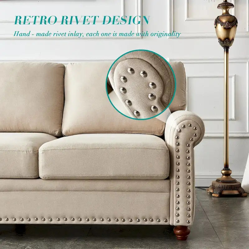 Canapé capitonné avec rangement | Beige et gris | 1/2/3 places