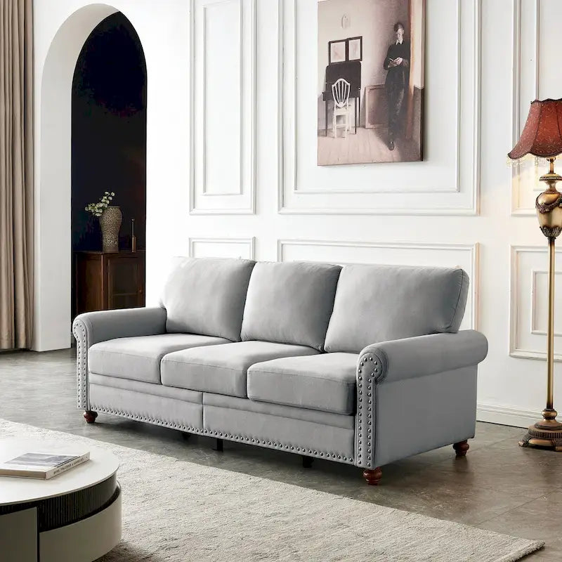 Canapé capitonné avec rangement | Beige et gris | 1/2/3 places