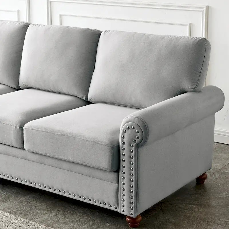 Canapé capitonné avec rangement | Beige et gris | 1/2/3 places