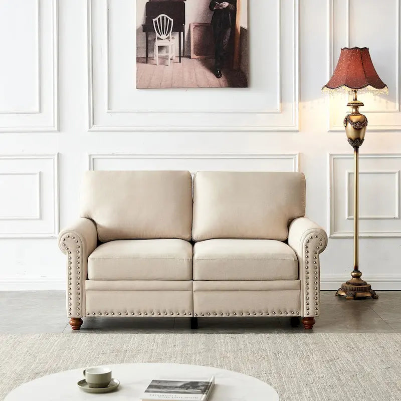 Canapé capitonné avec rangement | Beige et gris | 1/2/3 places