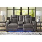 Signature Design by   Fyne-Dyme Power Reclining Loveseat with Console - 74W x 43D x 43H