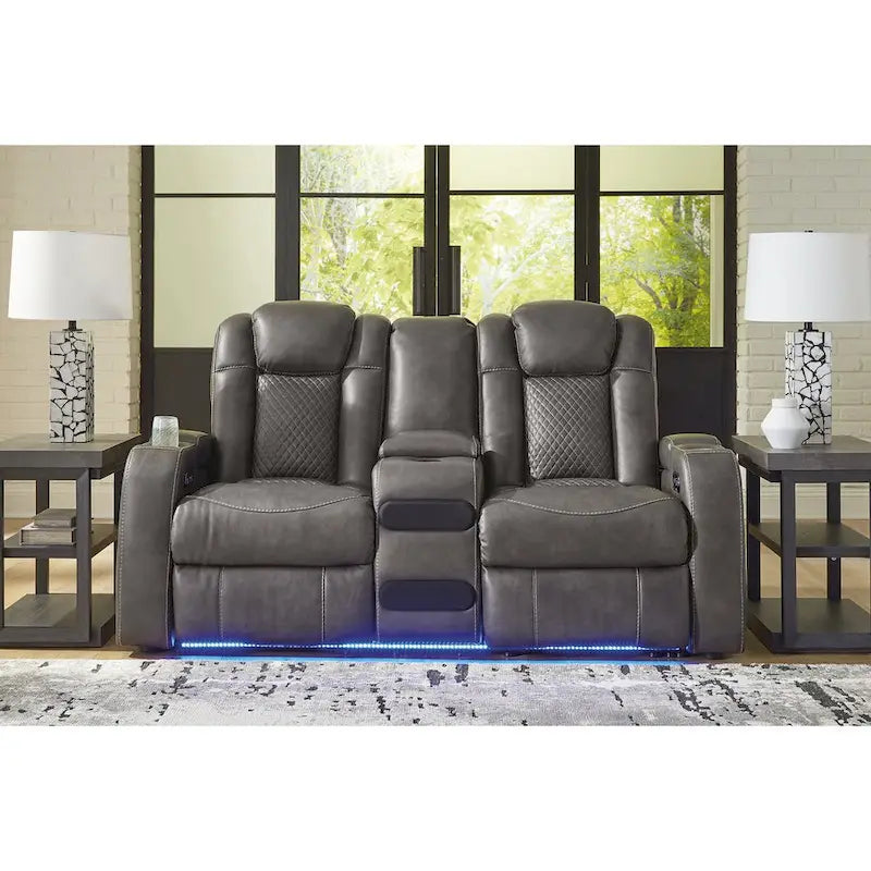 Signature Design by   Fyne-Dyme Power Reclining Loveseat with Console - 74W x 43D x 43H