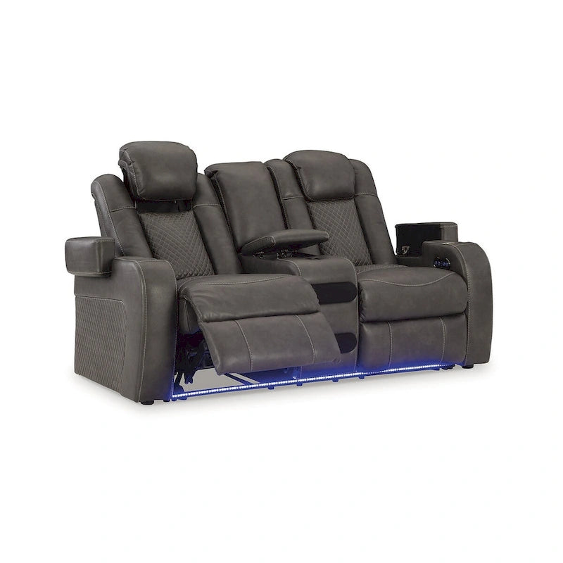 Causeuse inclinable motorisée avec console Signature Design by Fyne-Dyme - 74 po L x 43 po P x 43 po H