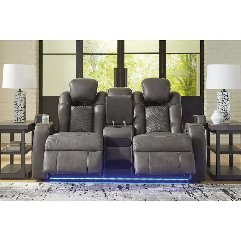 Causeuse inclinable motorisée avec console Signature Design by Fyne-Dyme - 74 po L x 43 po P x 43 po H