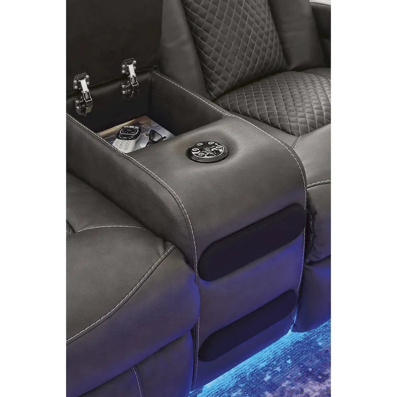 Causeuse inclinable motorisée avec console Signature Design by Fyne-Dyme - 74 po L x 43 po P x 43 po H