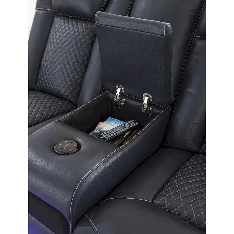 Causeuse inclinable motorisée avec console Signature Design by Fyne-Dyme - 74 po L x 43 po P x 43 po H